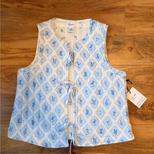 Blue and Cream Patterned Vest